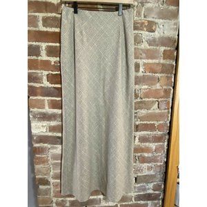 Vintage NWT Deadstock L'OFFICIEL Maxi Plaid Skirt Taupe Wool Cashmere Blend 8